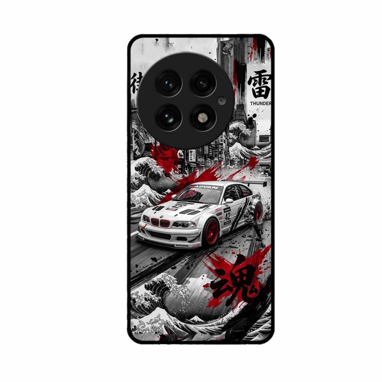 Japanese Wave Drift Racing Premium Glass Phone Case for Oneplus 13 5G