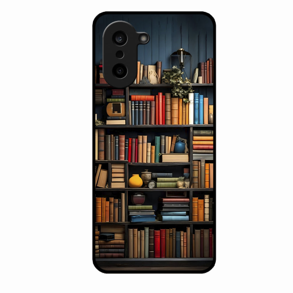 Colorful Bookshelf Art Glass Case Cover for Oneplus Nord Ce5 5G