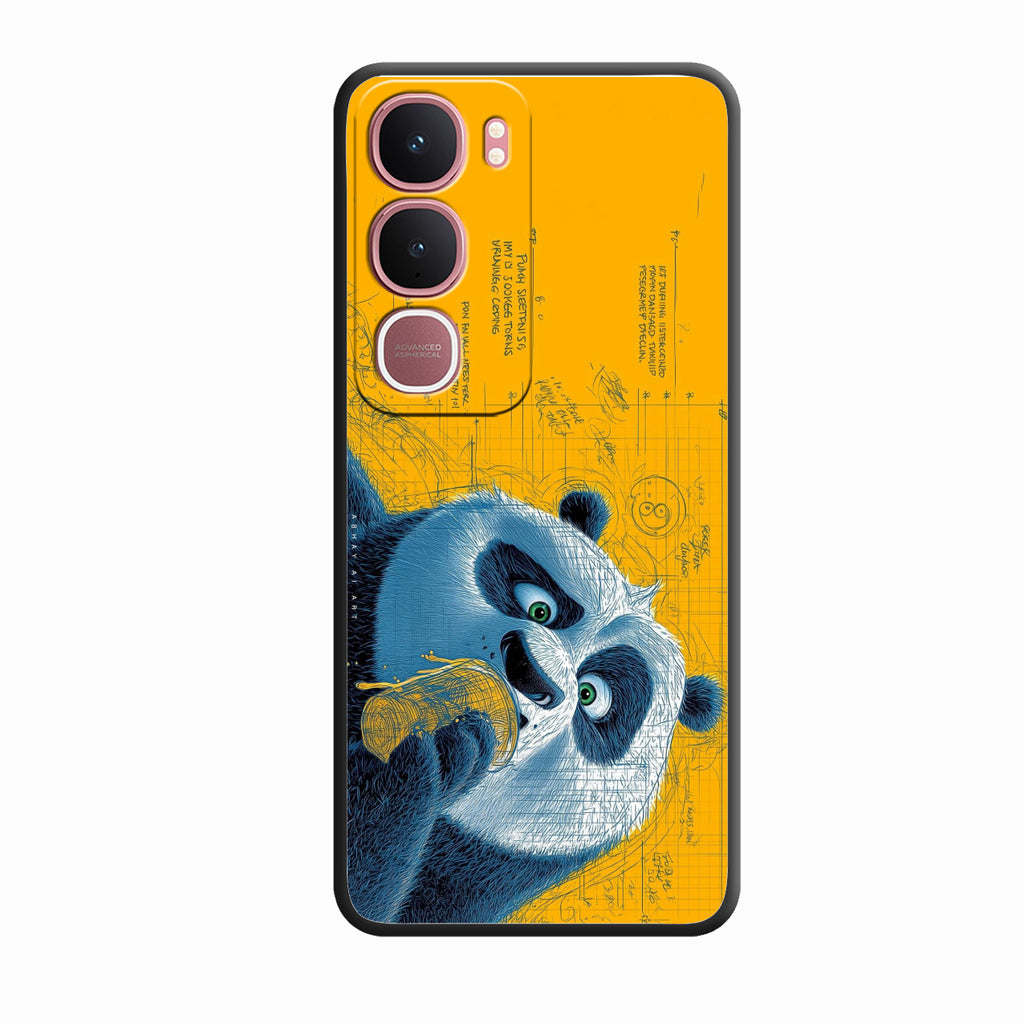 Cute Panda Sketch Premium Glass Phone Case for Vivo Y31 5G