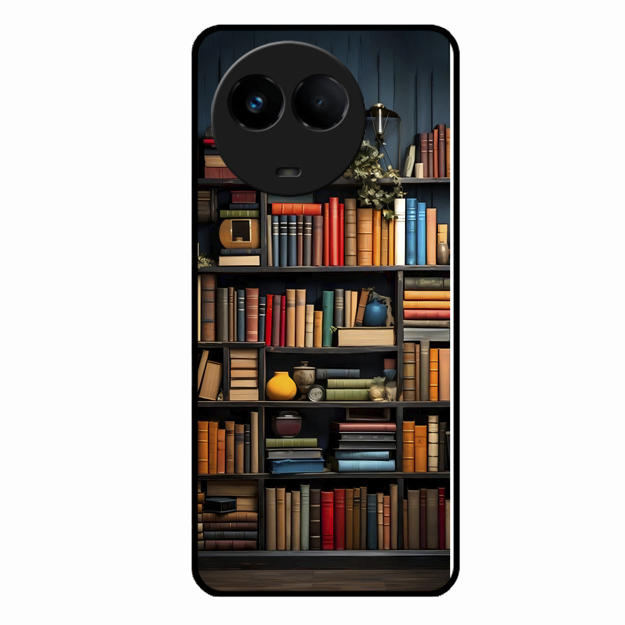 Colorful Bookshelf Art Glass Case Cover for Realme 11 5G
