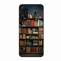 Colorful Bookshelf Art Glass Case Cover for Oppo A78 5G