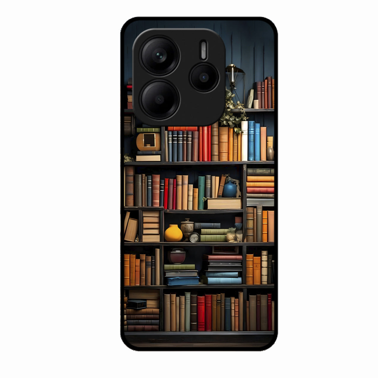 Colorful Bookshelf Art Glass Case Cover for Redmi Note 14 Se 5G