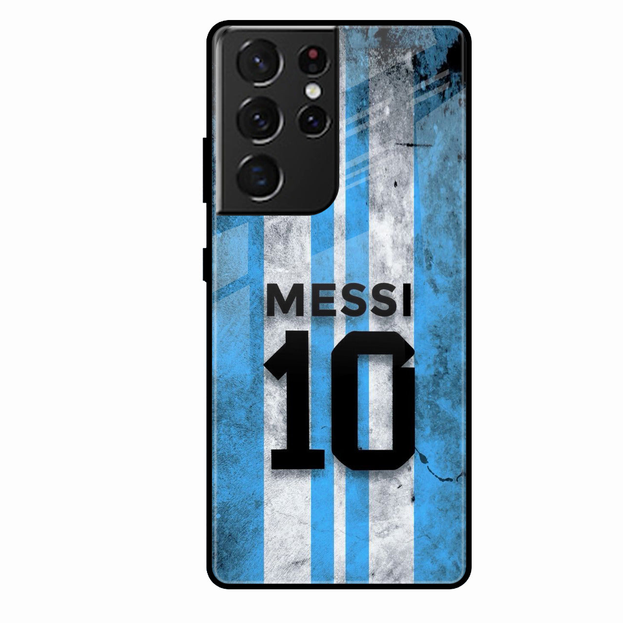 Blue Stripes Number 10 Football Glass Phone Case for Samsung Galaxy S22 Ultra 5G