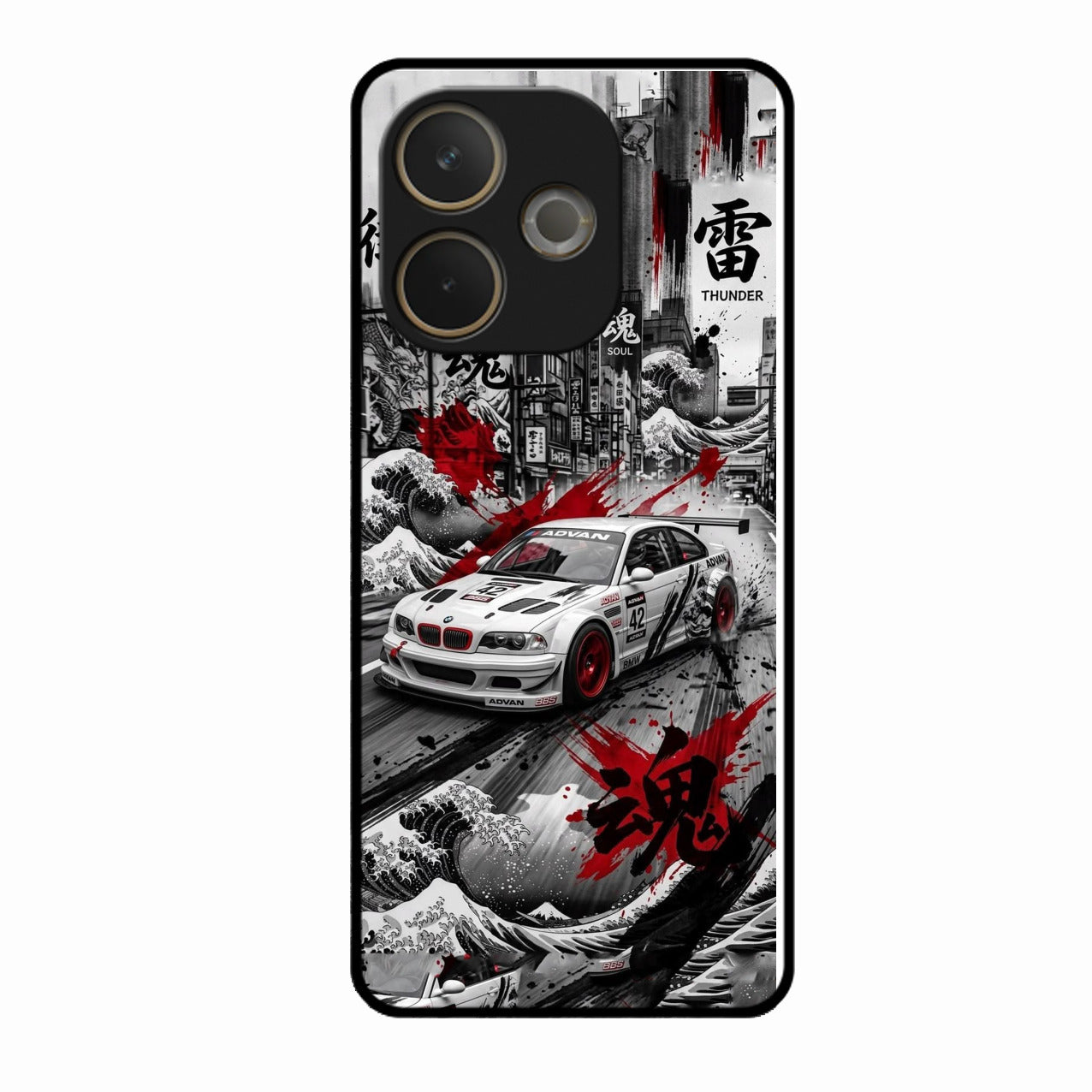 Japanese Wave Drift Racing Premium Glass Phone Case for Oppo A5 Pro 5G