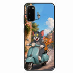 Cartoon Scooter Adventure Premium Glass Phone Case for Samsung Galaxy S20