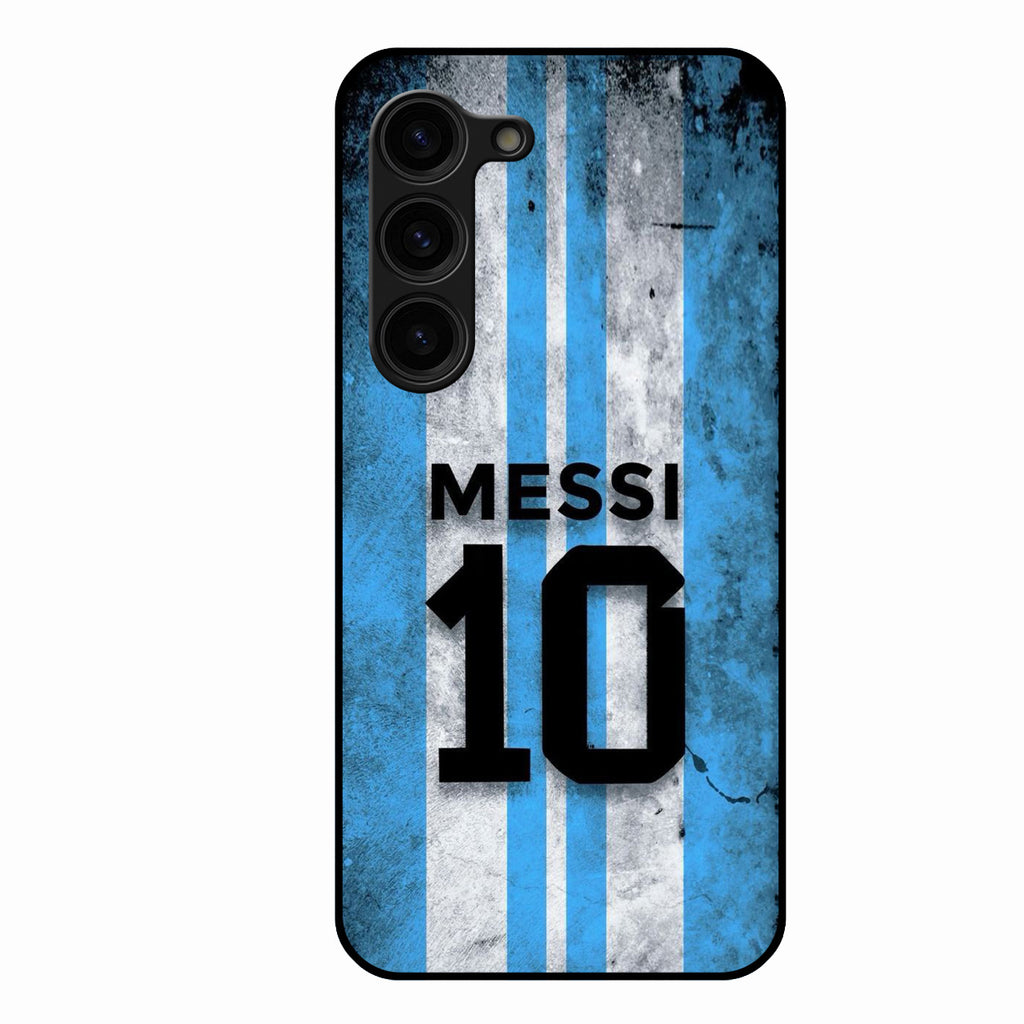 Blue Stripes Number 10 Football Glass Phone Case for Samsung Galaxy S23 Plus 5G