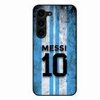 Blue Stripes Number 10 Football Glass Phone Case for Samsung Galaxy S23 Plus 5G