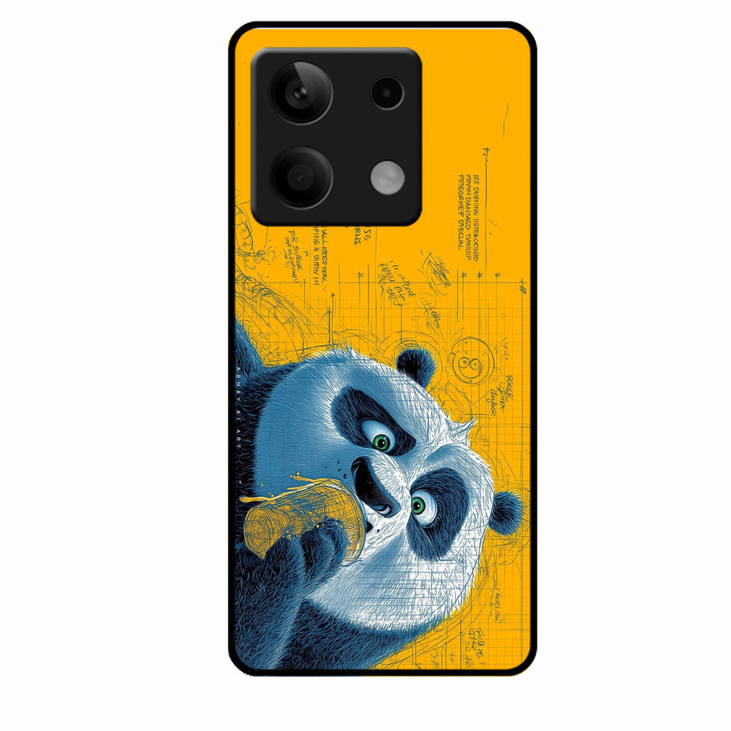 Cute Panda Sketch Premium Glass Phone Case for Redmi Note 13 5G