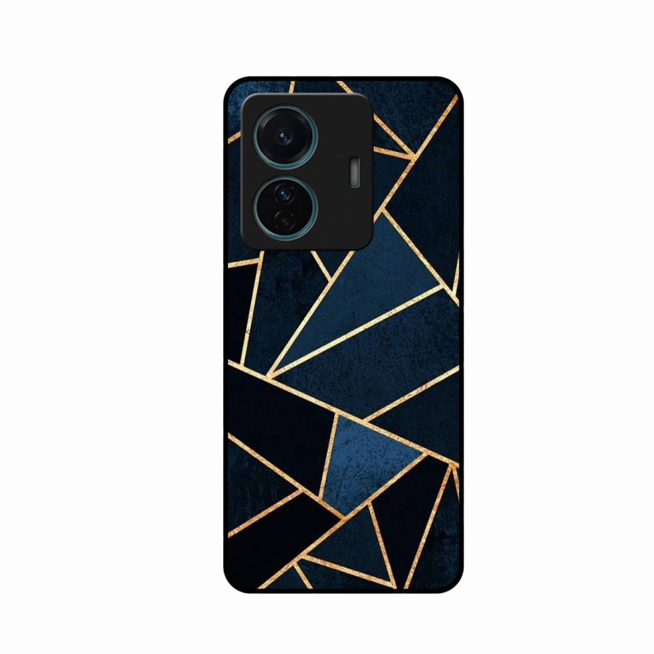Midnight Gold Geometric Premium Glass Phone Case for iQOO Z6 Pro 5G