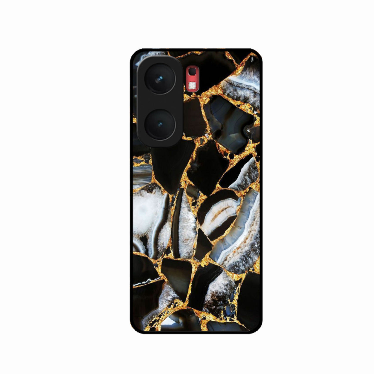 Black Gold Marble Glass Phone Case for iQOO Neo 9 Pro 5G