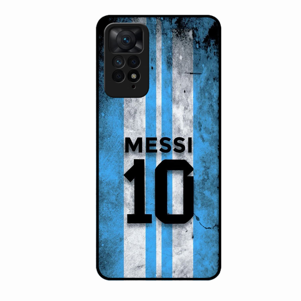 Blue Stripes Number 10 Football Glass Phone Case for Redmi Note 11 Pro 5G