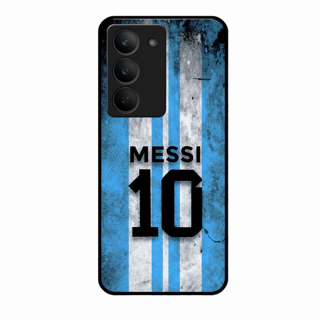Blue Stripes Number 10 Football Glass Phone Case for Realme 14X 5G