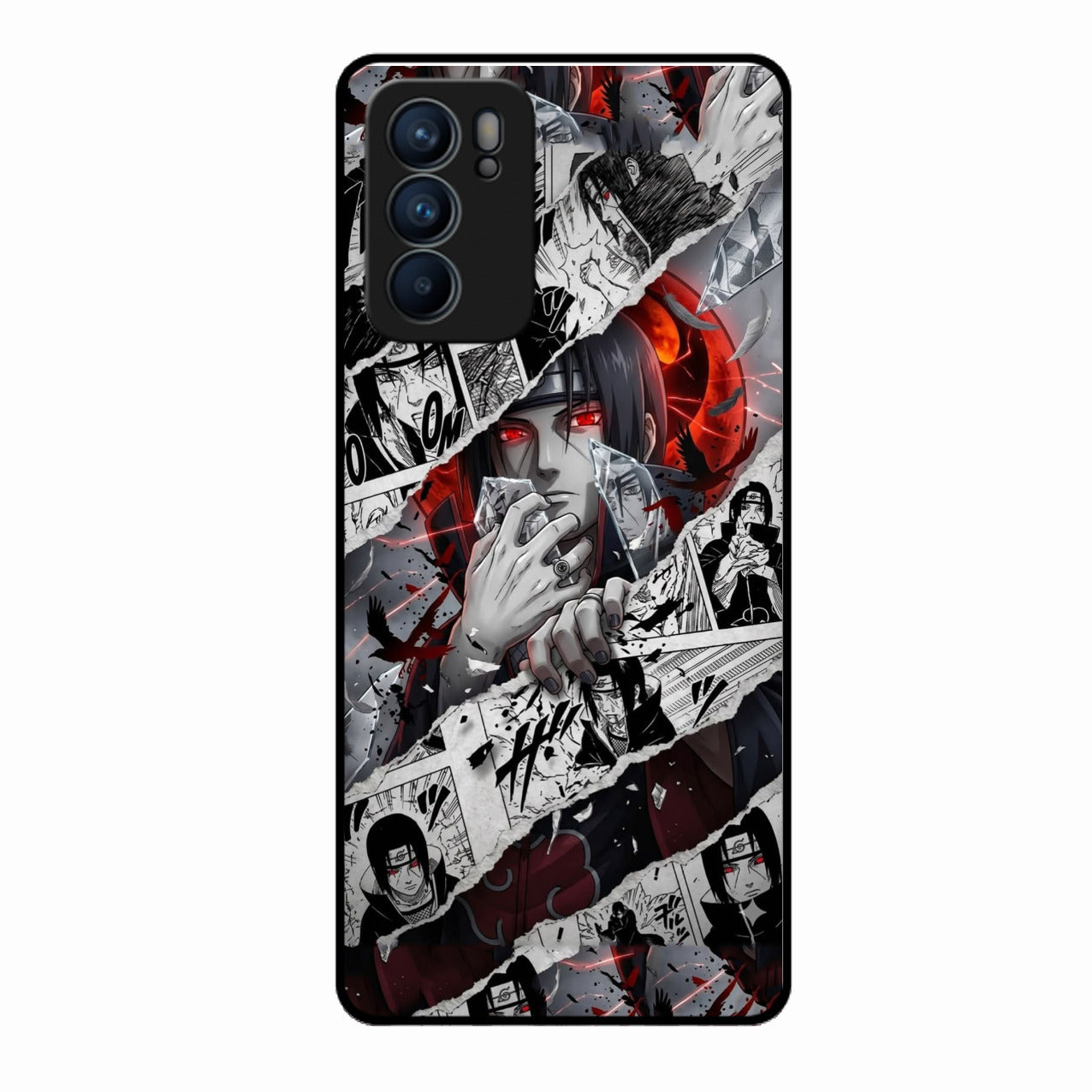 Itachi Uchiha Manga Collage Glass Phone Case for Oppo Reno 6 5G