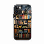 Colorful Bookshelf Art Glass Case Cover for iPhone 16 Pro