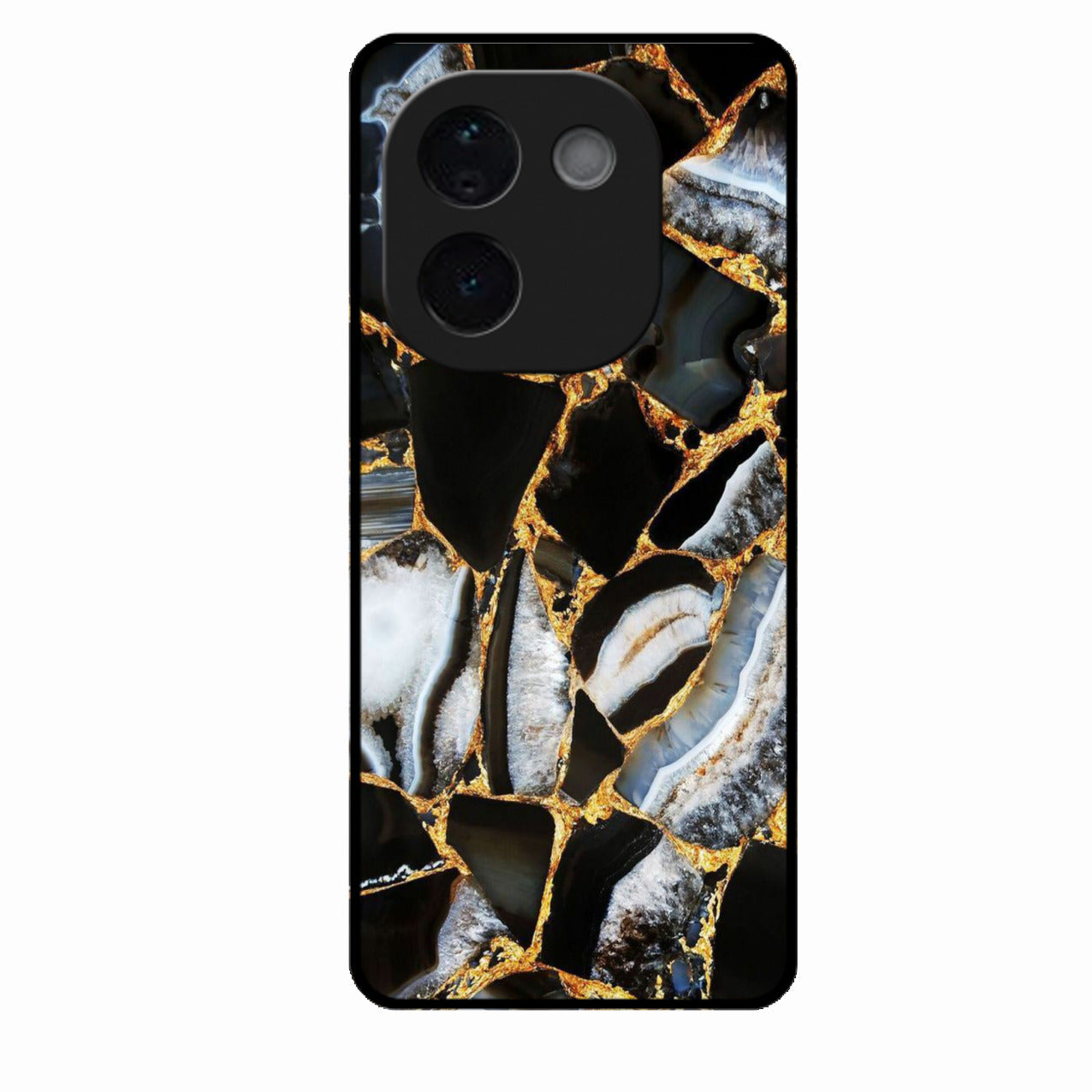 Black Gold Marble Glass Phone Case for Vivo T3 Pro 5G