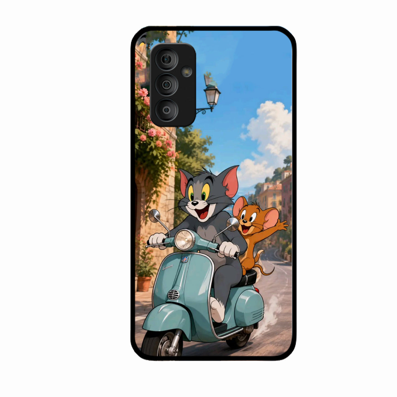 Cartoon Scooter Adventure Premium Glass Phone Case for Samsung Galaxy F23 5G