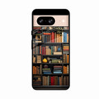 Colorful Bookshelf Art Glass Case Cover for Google Pixel 8 5G