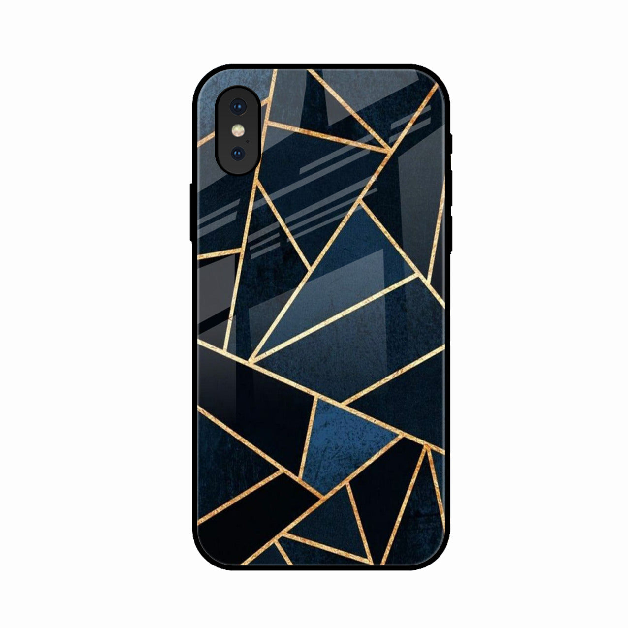 Midnight Gold Geometric Premium Glass Phone Case for iPhone XS