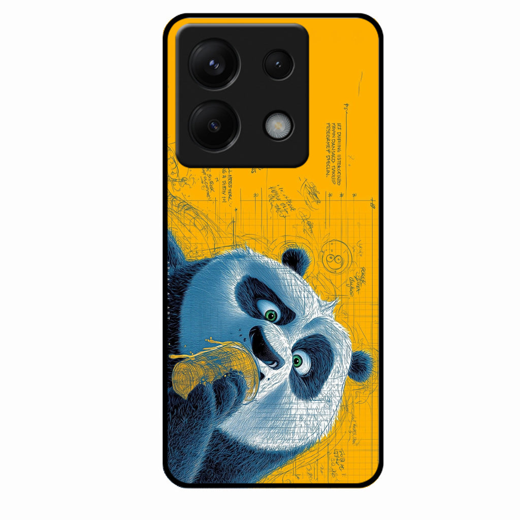 Cute Panda Sketch Premium Glass Phone Case for Redmi Note 13 Pro 5G