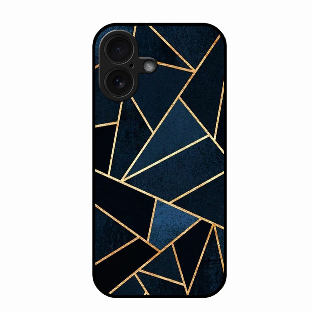 Midnight Gold Geometric Premium Glass Phone Case for iPhone 16