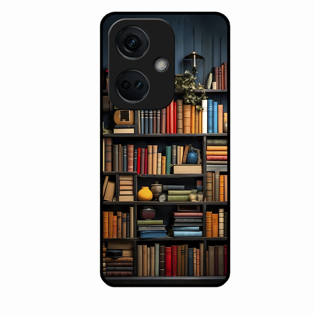 Colorful Bookshelf Art Glass Case Cover for Oneplus Nord Ce 3 5G