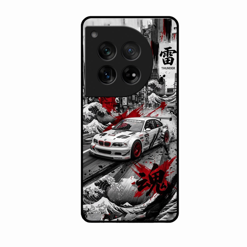 Japanese Wave Drift Racing Premium Glass Phone Case for Oneplus 12 5G