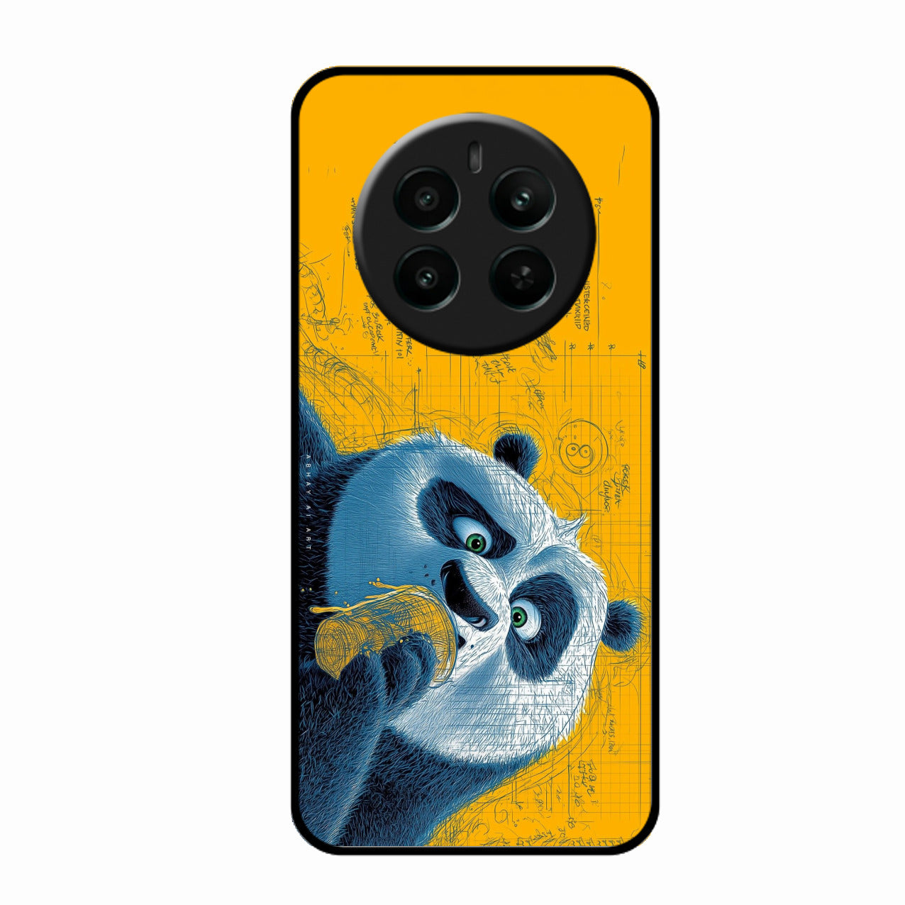 Cute Panda Sketch Premium Glass Phone Case for Realme Narzo 70 5G