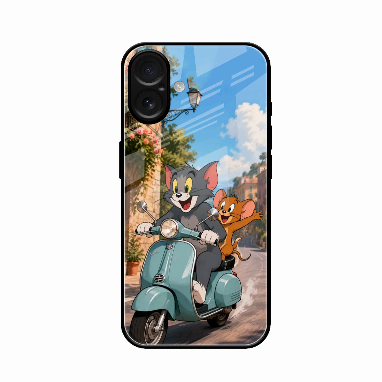 Cartoon Scooter Adventure Premium Glass Phone Case for iPhone 17