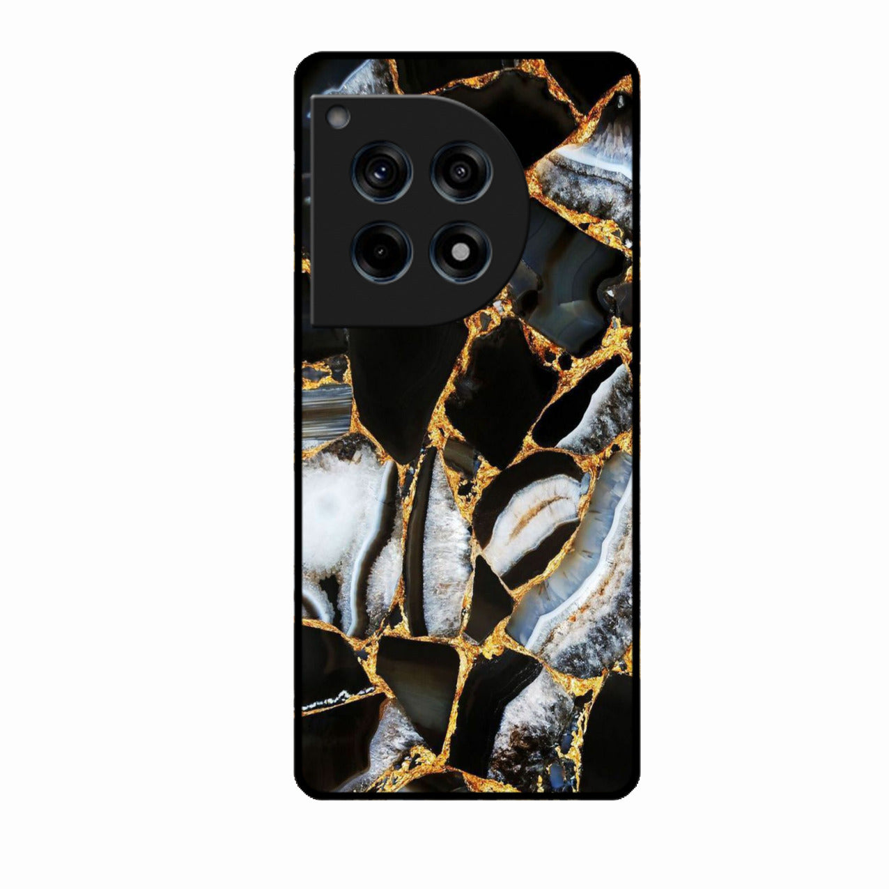 Black Gold Marble Glass Phone Case for Oneplus 12R 5G