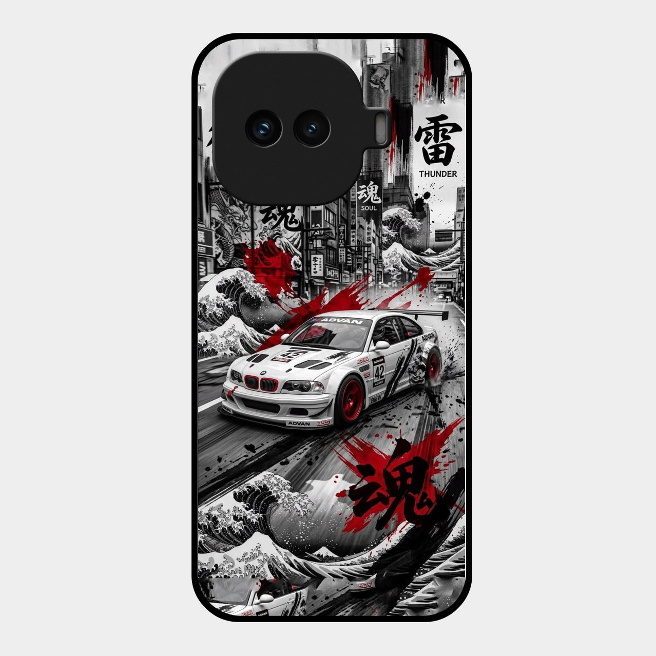 Japanese Wave Drift Racing Premium Glass Phone Case for iQOO 15R 5G