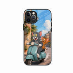 Cartoon Scooter Adventure Premium Glass Phone Case for iPhone 13 Pro Max