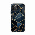 Midnight Gold Geometric Premium Glass Phone Case for iPhone 16 Pro