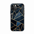 Midnight Gold Geometric Premium Glass Phone Case for iPhone 16 Pro