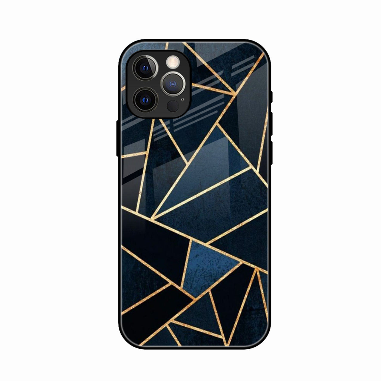 Midnight Gold Geometric Premium Glass Phone Case for iPhone 16 Pro