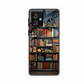 Colorful Bookshelf Art Glass Case Cover for Motorola G64 5G