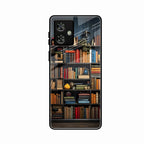 Colorful Bookshelf Art Glass Case Cover for Motorola G64 5G