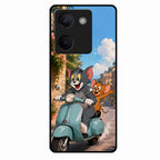 Cartoon Scooter Adventure Premium Glass Phone Case for Vivo Y200 Pro 5G