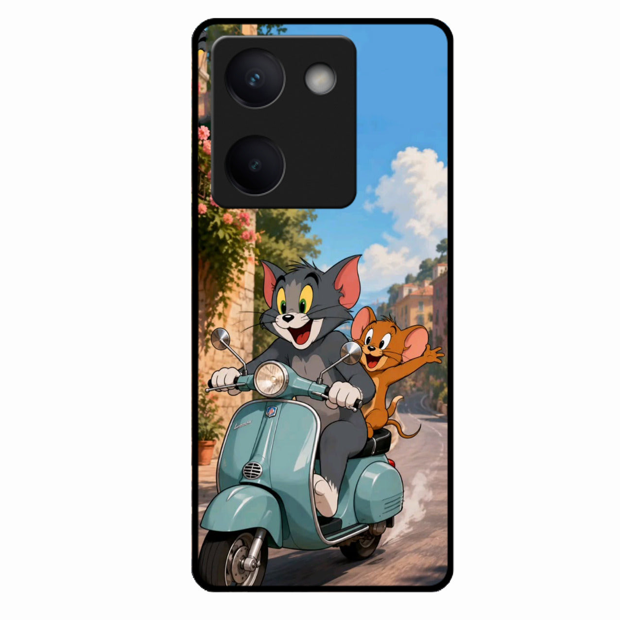 Cartoon Scooter Adventure Premium Glass Phone Case for Vivo Y200 Pro 5G
