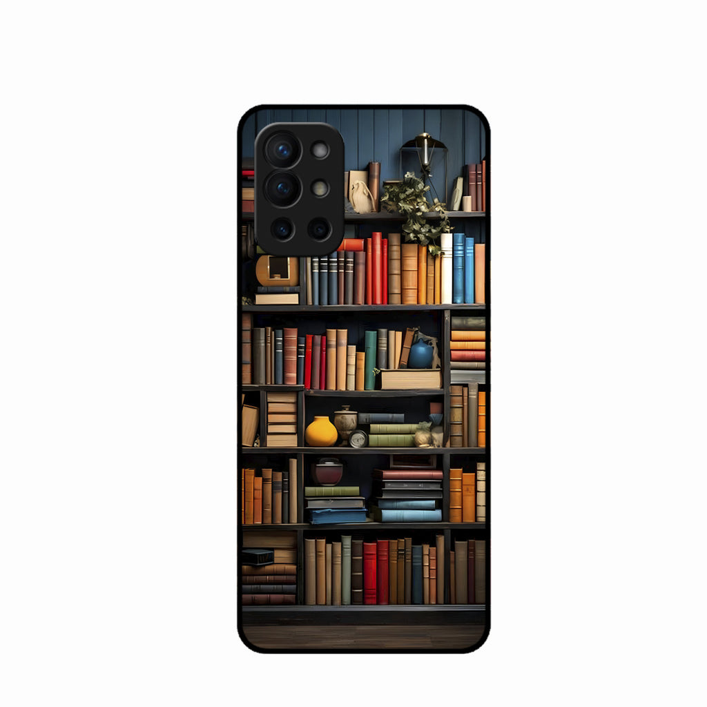 Colorful Bookshelf Art Glass Case Cover for Oneplus 9R 5G