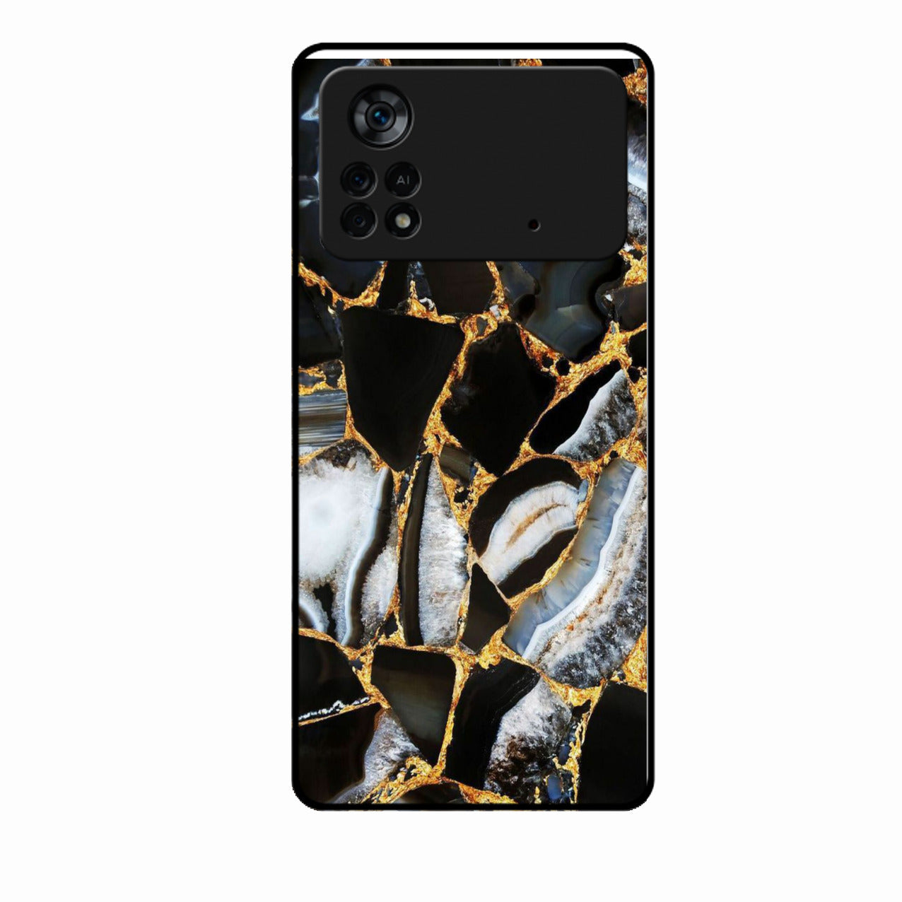 Black Gold Marble Glass Phone Case for Poco X4 Pro 5G