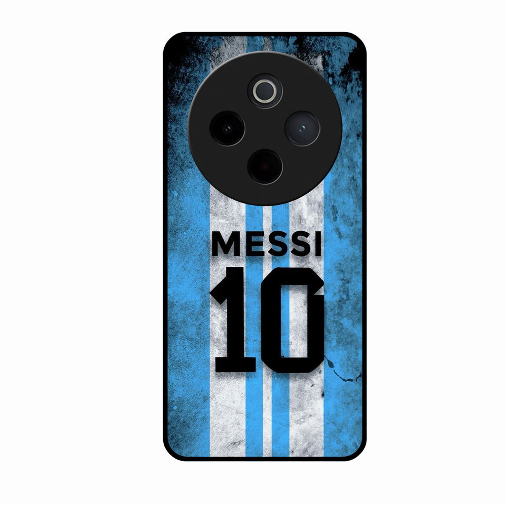 Blue Stripes Number 10 Football Glass Phone Case for Vivo T4 5G
