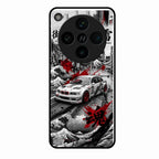 Japanese Wave Drift Racing Premium Glass Phone Case for Oppo Find X8 Pro 5G