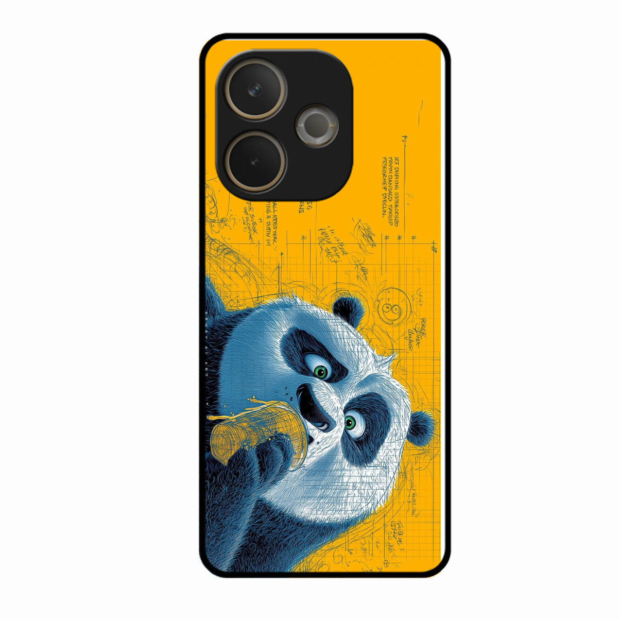 Cute Panda Sketch Premium Glass Phone Case for Oppo A5 Pro 5G