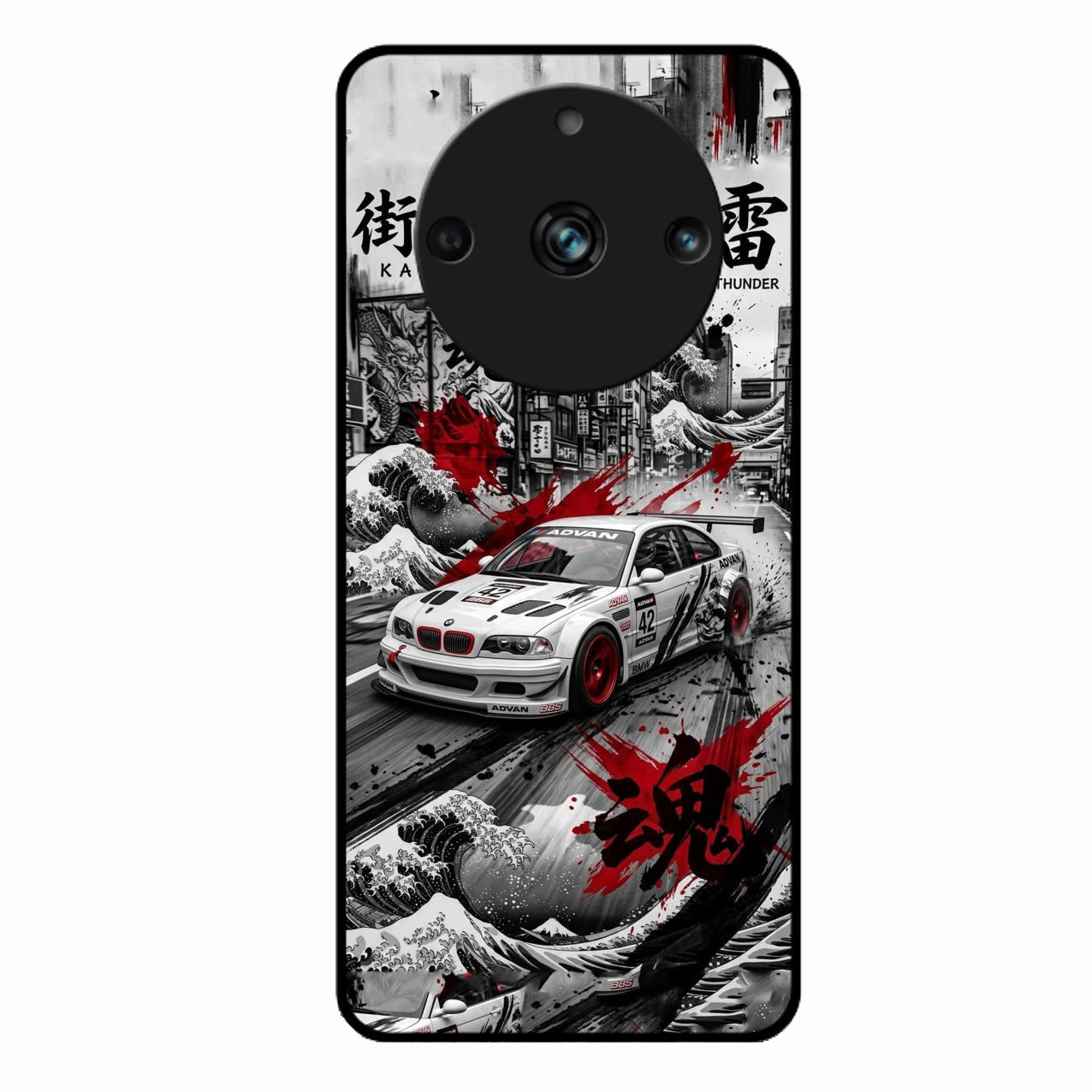 Japanese Wave Drift Racing Premium Glass Phone Case for Realme 11 Pro 5G