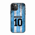 Blue Stripes Number 10 Football Glass Phone Case for iPhone 16 Pro Max