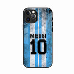 Blue Stripes Number 10 Football Glass Phone Case for iPhone 16 Pro