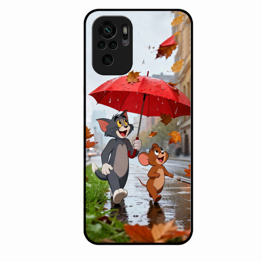 Rainy Day Cartoon Glass Phone Case for Redmi Note 10