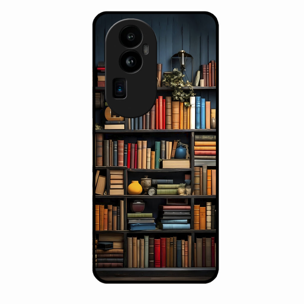 Colorful Bookshelf Art Glass Case Cover for Oppo Reno 10 Pro Plus 5G