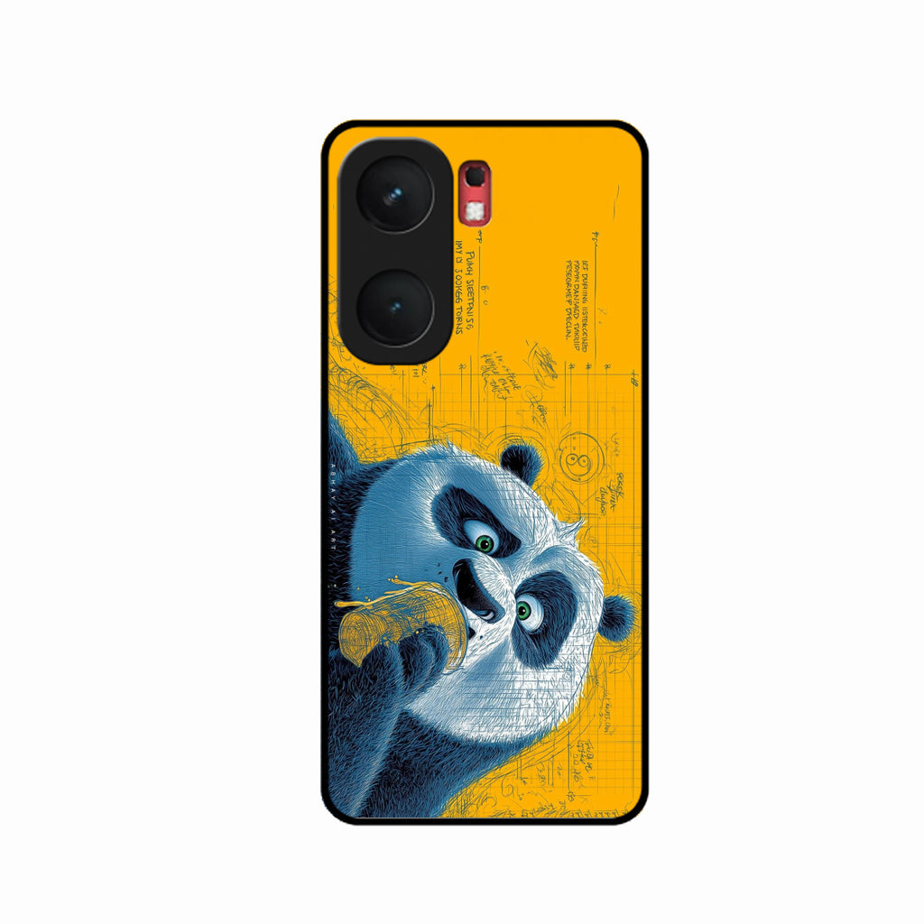 Cute Panda Sketch Premium Glass Phone Case for iQOO Neo 9 Pro 5G