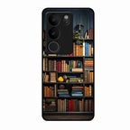 Colorful Bookshelf Art Glass Case Cover for Vivo V29 Pro 5G